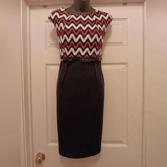 Dress Barn Belted Sleeveless Dress Size 14 - Picture 2 of 5